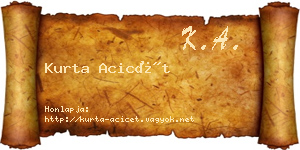 Kurta Acicét névjegykártya